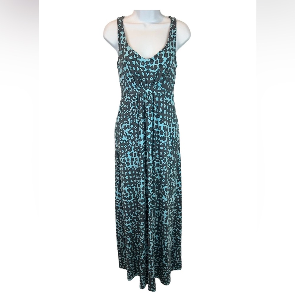 Boden Maxi Dress Women's Blue & Gray Floral Casual Summer Empire Waist Knit